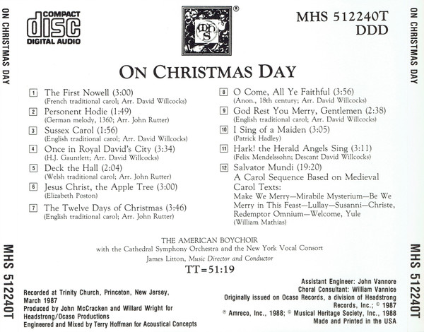 Album herunterladen The American Boychoir, The Cathedral Symphony Orchestra, New York Vocal Consort - On Christmas Day