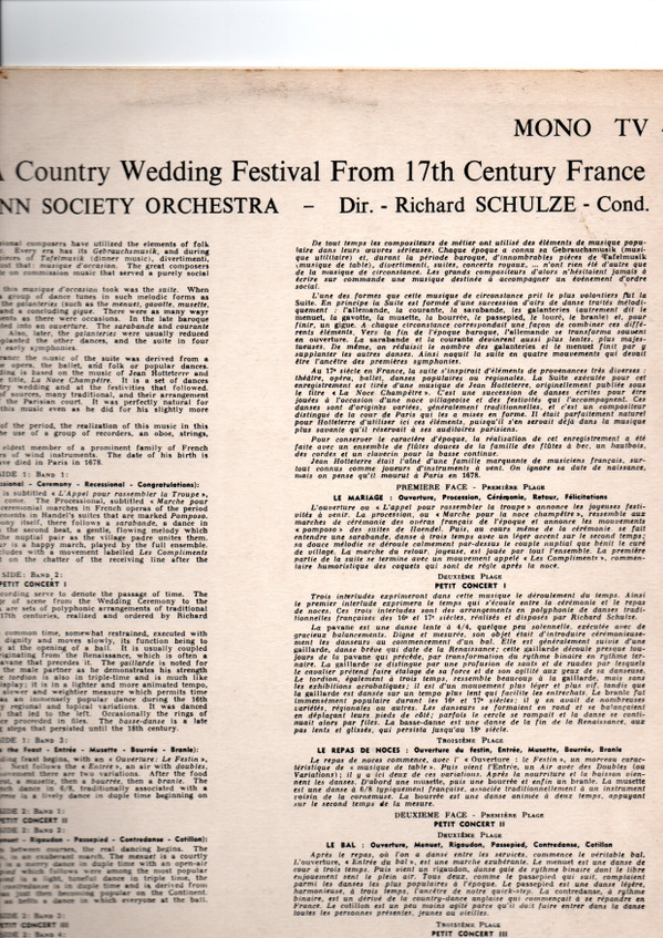 ladda ner album Hotteterre, Telemann Society - A Country Wedding Festival From 17th Century France