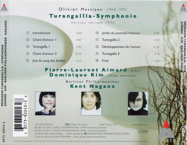 last ned album Messiaen Aimard, Kim, Berliner Philharmoniker, Nagano - Turangalîla Symphonie