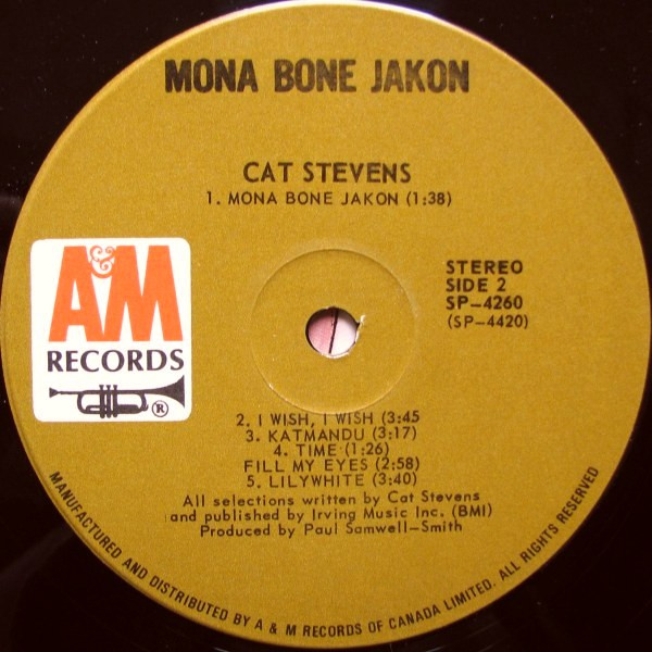 Cat Stevens - Mona Bone Jakon | A&M Records (SP-4260) - 4