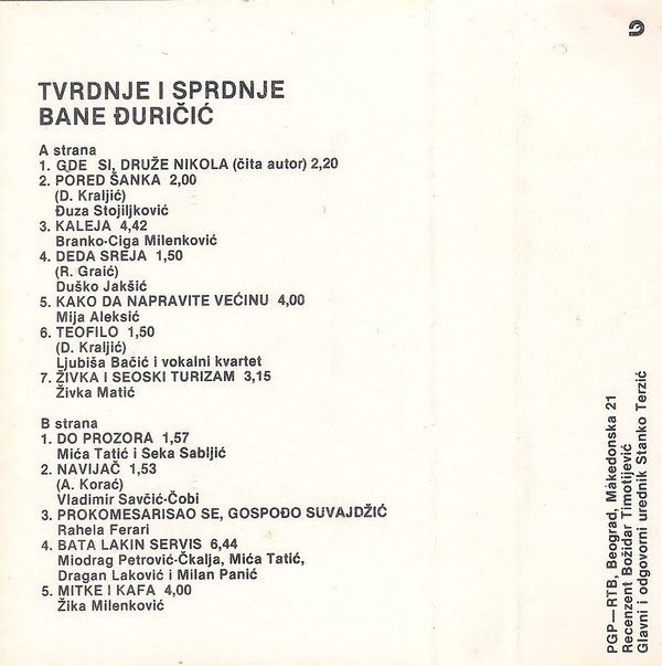 Album herunterladen Bane Đuričić - Tvrdnje i Sprdnje