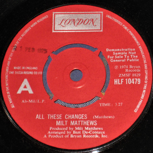 Milt Matthews – All These Changes (1974, Vinyl) - Discogs