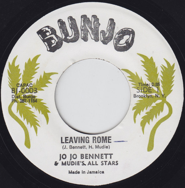 Jo Jo Bennett & Mudie's All Stars / Big Joe – Leaving Rome / Set Your Face  At Ease (1976, Vinyl) - Discogs