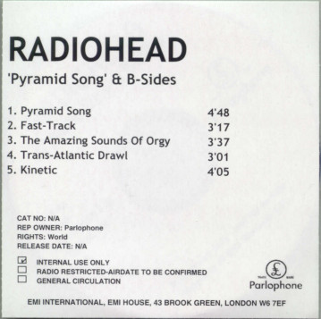 Radiohead Pyramid Song B Sides 2001 CDr Discogs