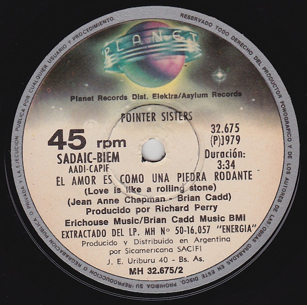 baixar álbum Pointer Sisters - Fuego El Amor Es Como Una Piedra Rodante