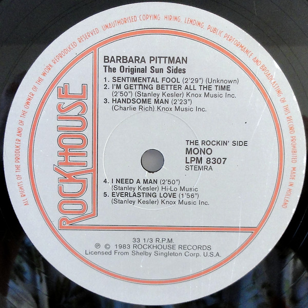 Album herunterladen Barbara Pittman - The Original Sun Sides