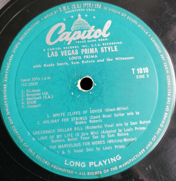 Louis Prima The Wildest Comes Home! Vinyl Record - Capitol Records