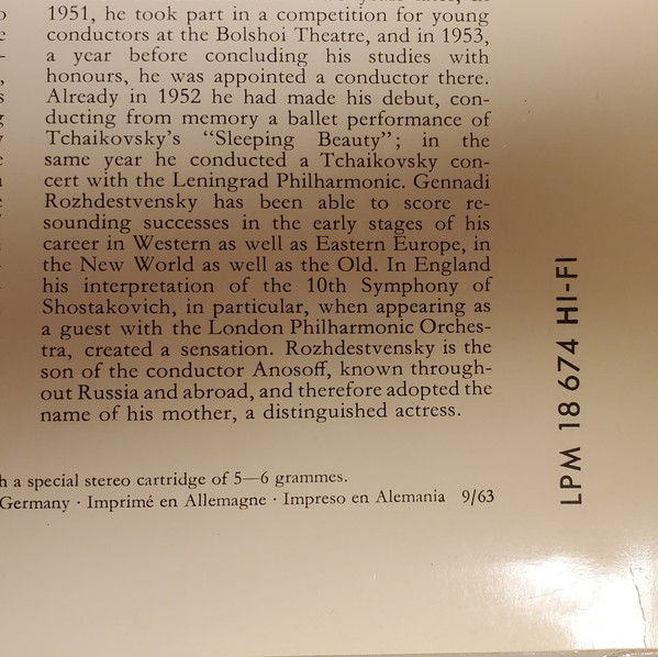 Mstislav Rostropovich , Gennadi Rozhdestvensky , Leningrader Philharmonie , Peter Tschaikowsky , Robert Schumann - Cellokonzert A-moll/Rokoko-Variationen | Deutsche Grammophon (LPM 18674) - 3