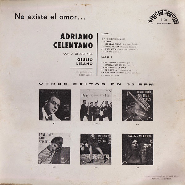 ladda ner album Adriano Celentano - No Existe El Amor