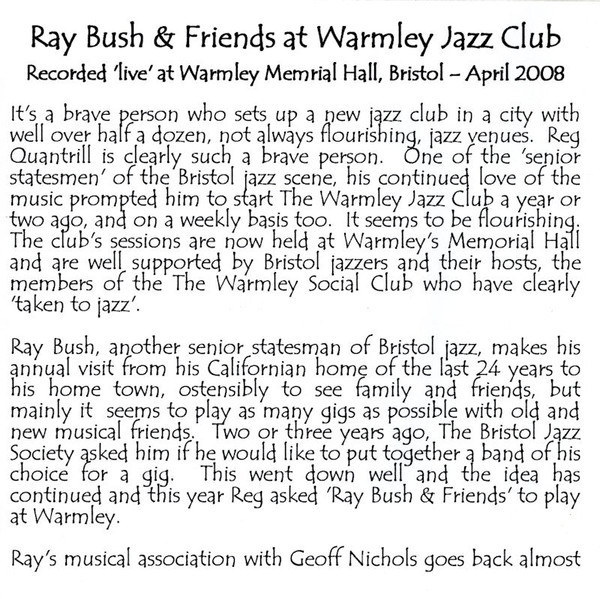 télécharger l'album Ray Bush - Ray Bush Friends At Warmley Jazz Club