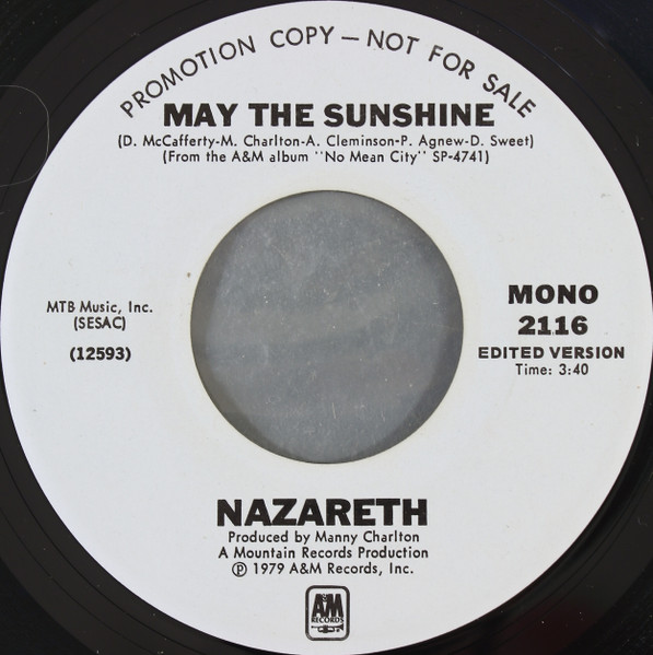 Nazareth May The Sunshine 1979 Vinyl Discogs