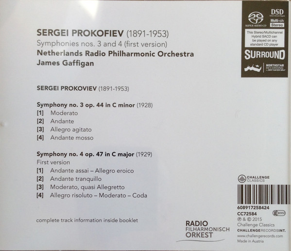Album herunterladen Download Sergei Prokofiev, Netherlands Radio Philharmonic Orchestra, James Gaffigan - Symphonies Nos 3 And 4 First Version album