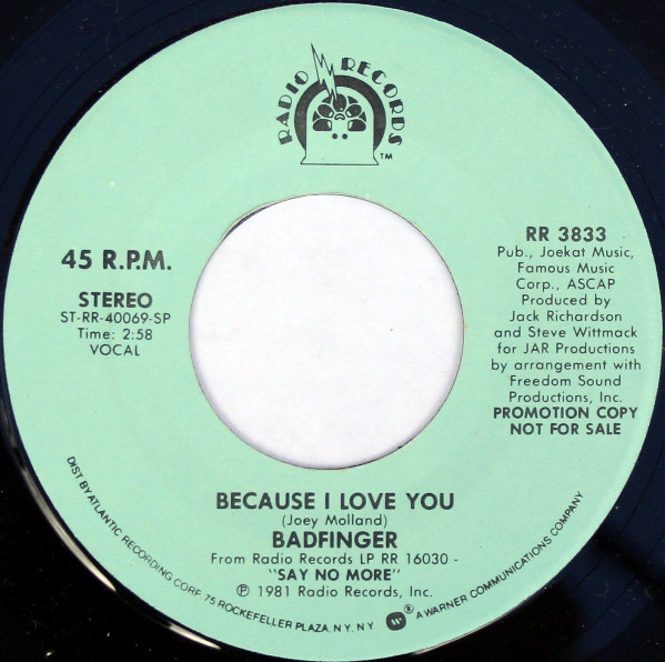 Badfinger – Because I Love You (1981, Vinyl) - Discogs