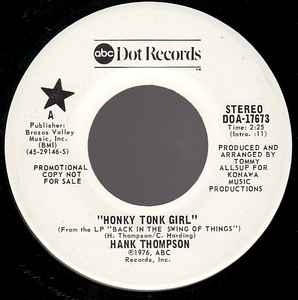 Hank Thompson - Honky Tonk Girl / Another Shot Of Toddy album cover
