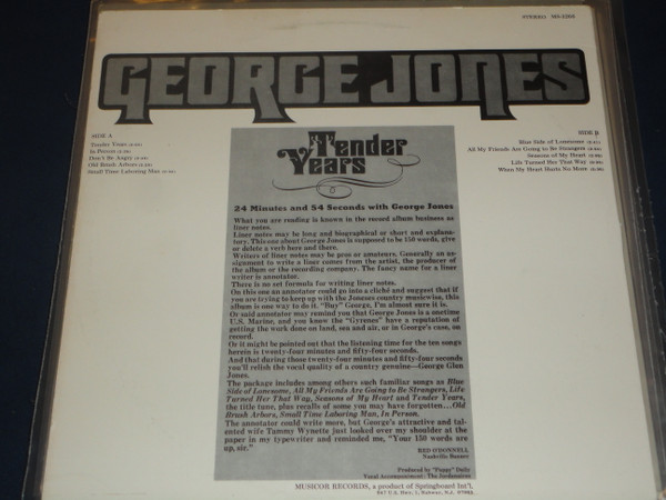 Album herunterladen George Jones - Tender Years