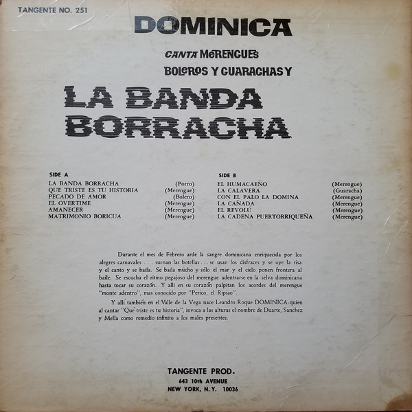 descargar álbum Dominica - Canta Merengues Boleros Y Guarachas Y La Banda Borracha