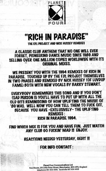 last ned album FPI Project Featuring Barry Stewart - Rich In Paradise