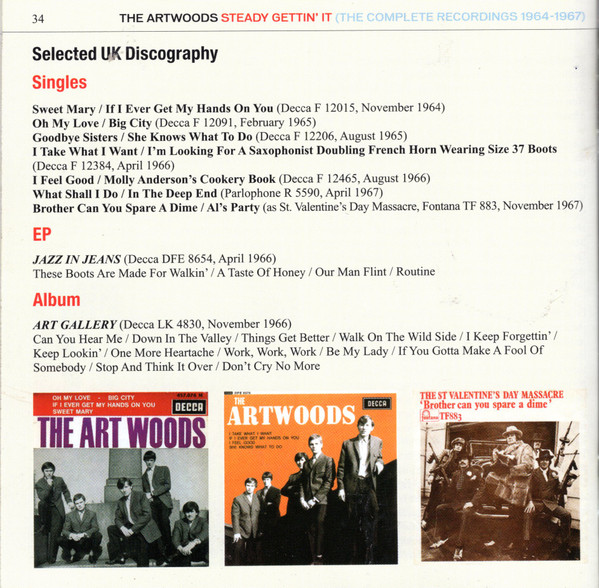 baixar álbum The Artwoods - Steady Gettin It The Complete Recordings 1964 67