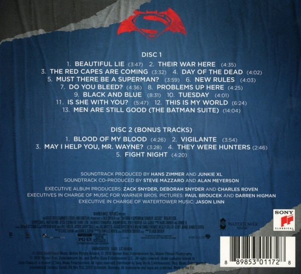 Hans Zimmer And Junkie XL – Batman v Superman: Dawn Of Justice (Original  Motion Picture Soundtrack) (2016, CD) - Discogs