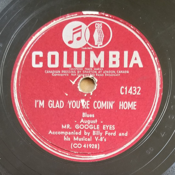 descargar álbum Mr Google Eyes Accompanied by Billy Ford & His Musical V8's - For You My Love Im Glad Youre Comin Home