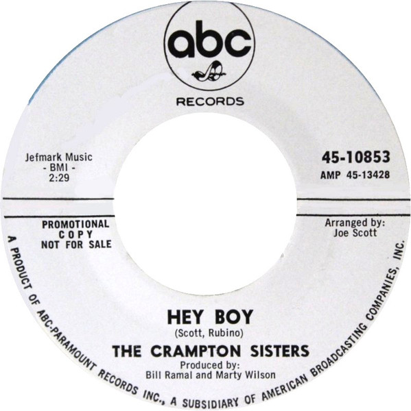 The Crampton Sisters – Hey Boy / Baby, Baby (1966, Vinyl) - Discogs