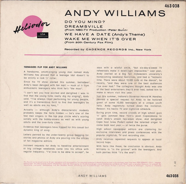 last ned album Andy Williams - Do You Mind