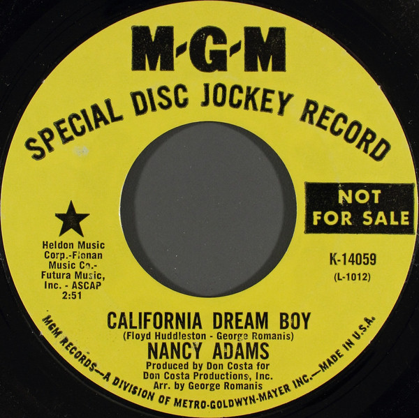 Nancy Adams – California Dream Boy (1969, Vinyl) - Discogs