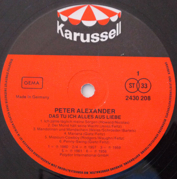 Album herunterladen Peter Alexander - Das Tu Ich Alles Aus Liebe Zu Dir