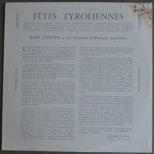 descargar álbum Karl Zaruba Et Son Ensemble Folklorique Autrichien - Fêtes Tyroliennes