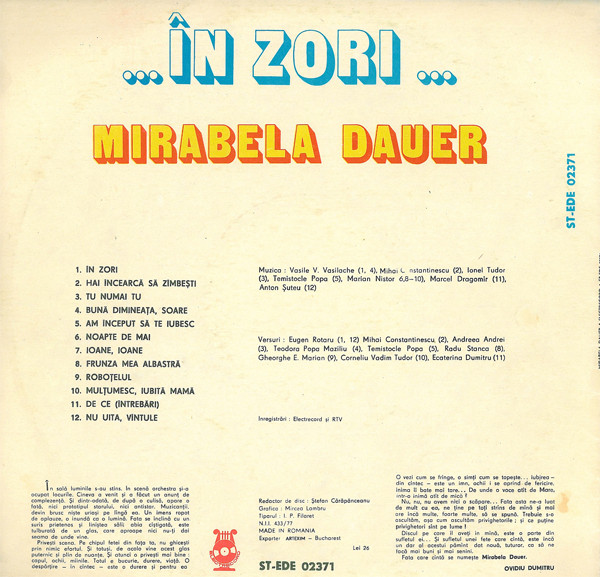 Album herunterladen Mirabela Dauer - În Zori