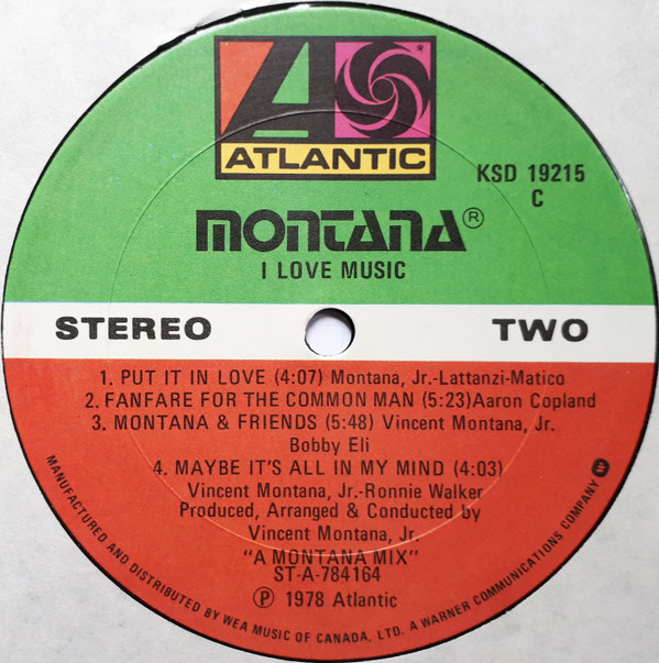 Montana - I Love Music | Atlantic (KSD 19215) - 4