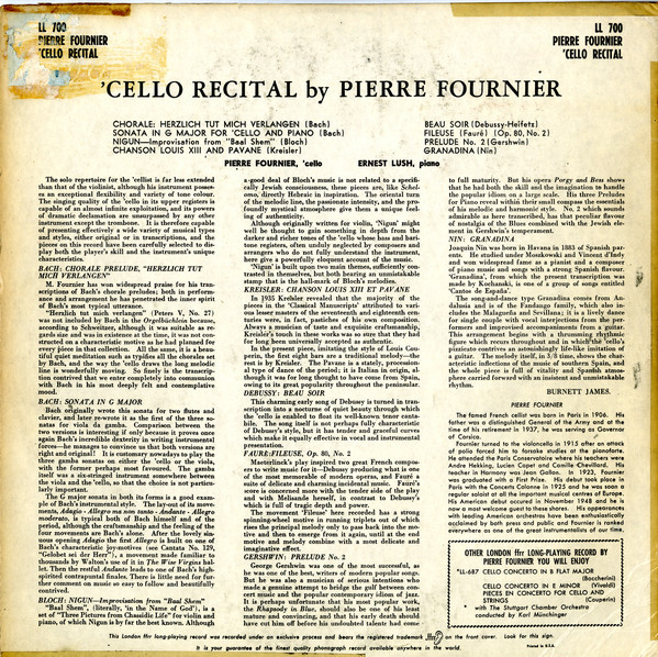 last ned album Pierre Fournier - Cello Recital