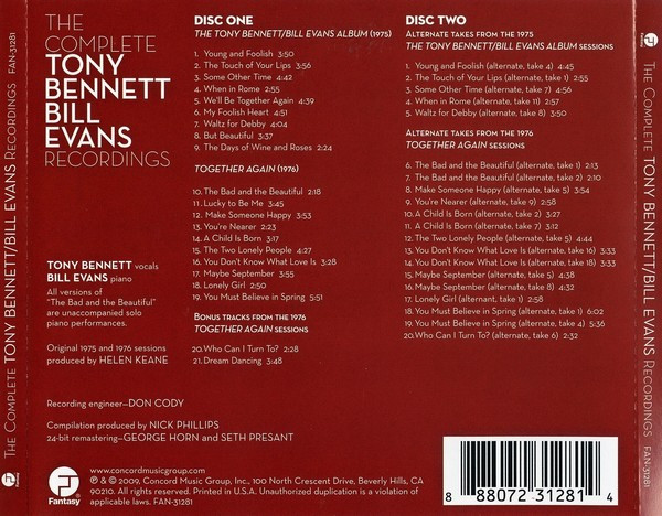 descargar álbum Tony Bennett Bill Evans - The Complete Tony BennettBill Evans Recordings
