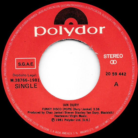invoer meisje Rechtdoor Ian Dury – Funky Disco (Pops) (1981, Vinyl) - Discogs