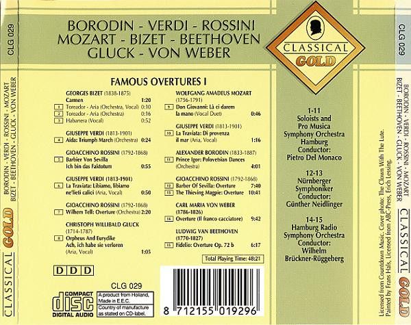 télécharger l'album Borodin Verdi Rossini Mozart Bizet Beethoven Gluck Von Weber - Famous Overtures I