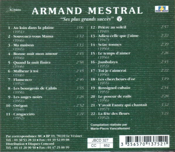 ladda ner album Armand Mestral - Ses Plus Grands Succès Vol 2