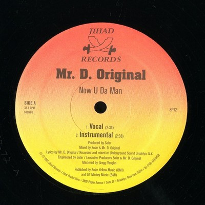 Mr. D. Original – Now U Da Man (1995, Vinyl) - Discogs