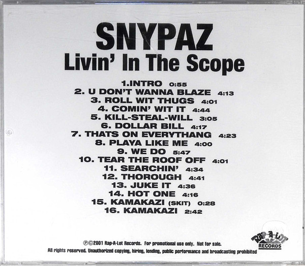 Snypaz – Livin' In The Scope (2001, CD) - Discogs