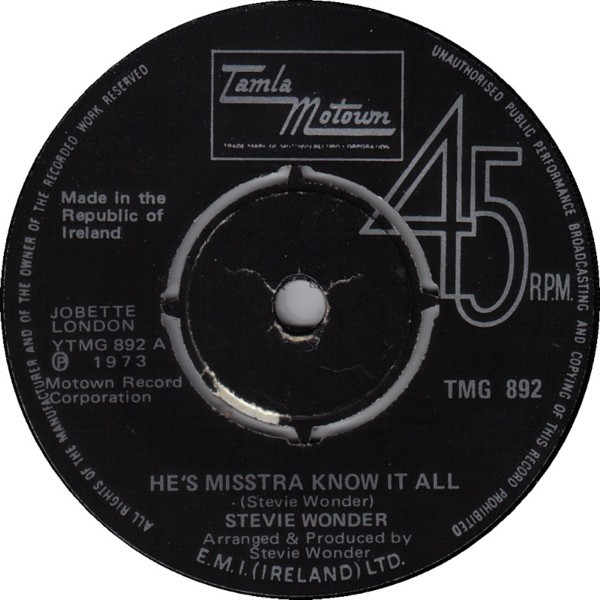 Stevie Wonder – He's Misstra Know It All (1974, Vinyl) - Discogs