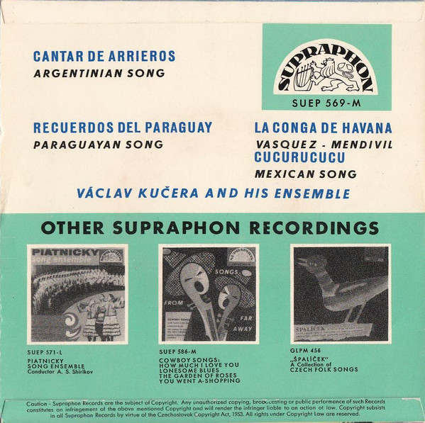 Václav Kučera And His Ensemble - Songs From Far Away (Argentina • Paraguay • Cuba • Mexico) | Supraphon (SUEP 569) - 2