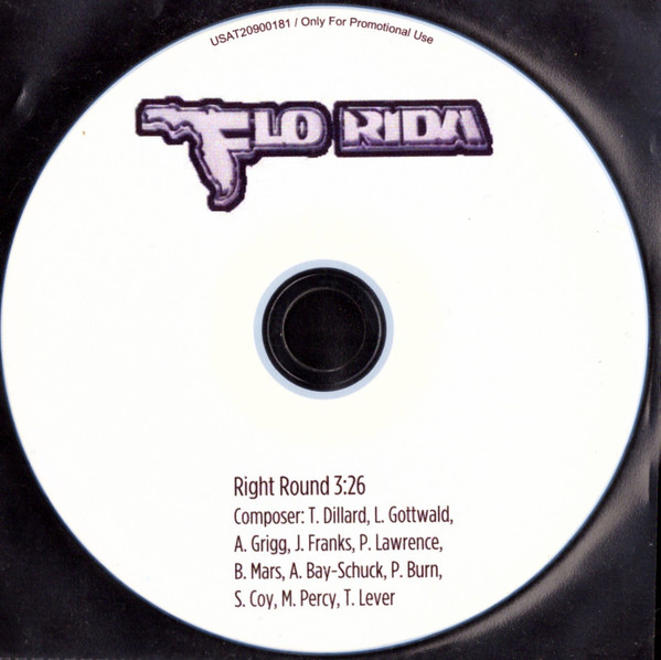 FLO RIDA CD SINGLE PROMO RIGHT ROUND. POCHETTE PAPIER. PAPER