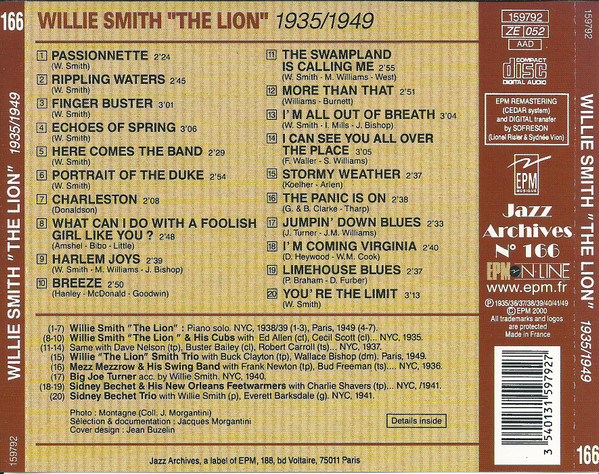 Album herunterladen Willie Smith The Lion - Pianist And Character 1935 1949