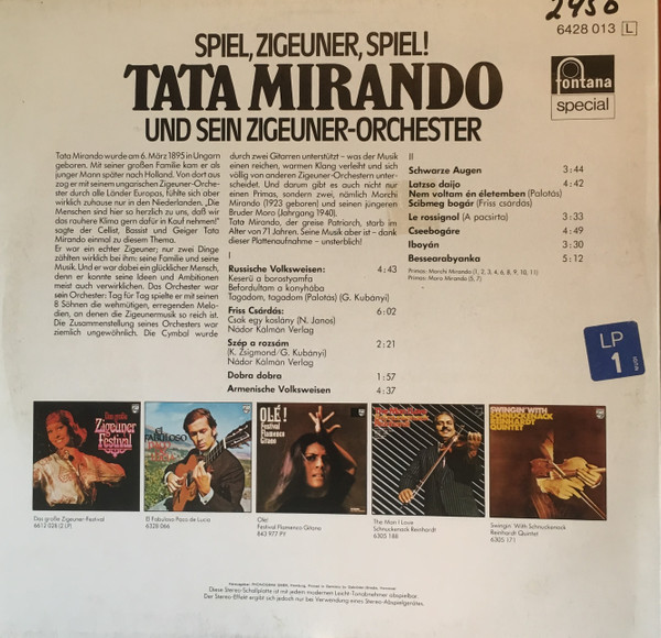 ladda ner album Tata Mirando Und Sein ZigeunerOrchester - Spiel Zigeuner Spiel