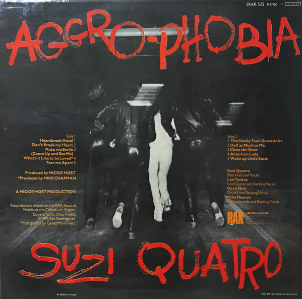 Suzi Quatro - Aggro-Phobia | RAK (SRAK 525) - 2