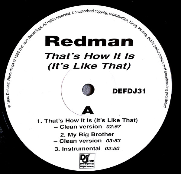 Redman – It's Like That (My Big Brother) (1996, Vinyl) - Discogs