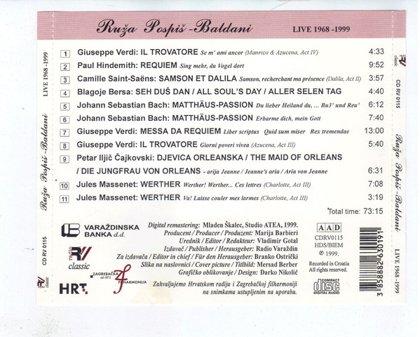 baixar álbum Ruža Pospiš Baldani - Live 1968 1999