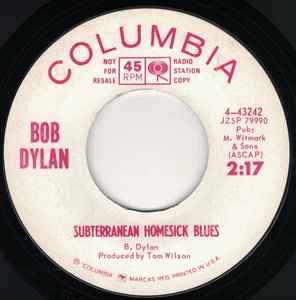 Bob Dylan – Subterranean Homesick Blues (1965, Vinyl) - Discogs