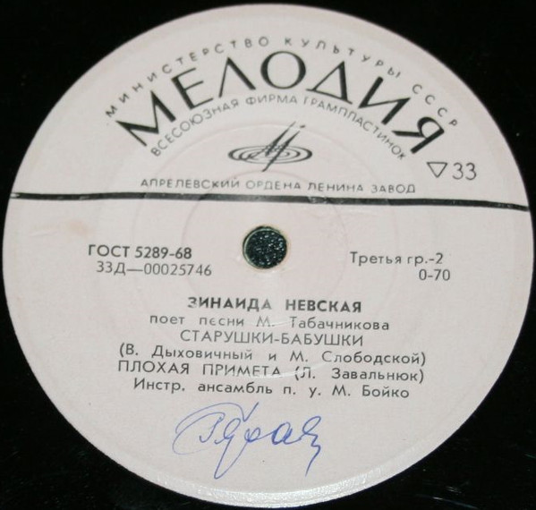 télécharger l'album Зинаида Невская - Песни М Табачникова