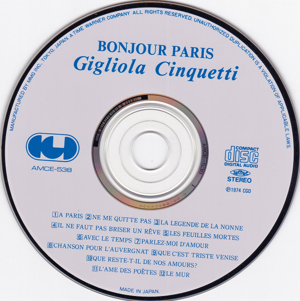 Gigliola Cinquetti – Bonjour Paris (1993, CD) - Discogs