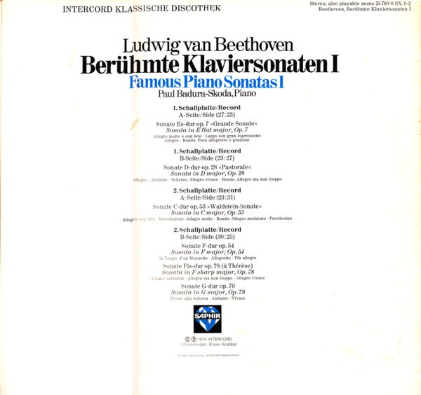 ladda ner album Ludwig van Beethoven Paul BaduraSkoda - Berühmte Klaviersonaten I Famous Piano Sonatas I